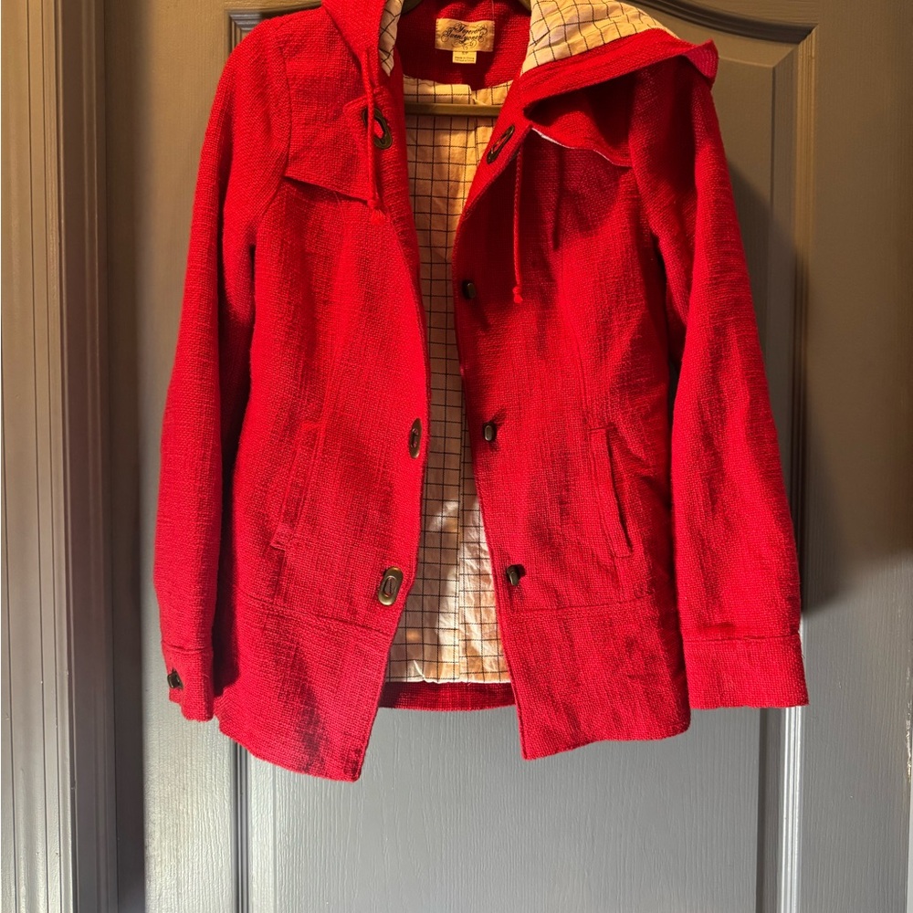 Forever 21 Red Utility Jacket with Hood